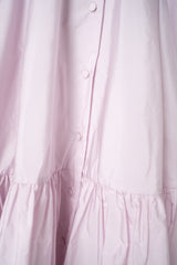 Sara Roka Long Tiered Taffeta Shirtdress in Light Pink Vancouver. Shop Online or in Store.