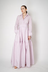 Sara Roka Long Tiered Taffeta Shirtdress in Light Pink Vancouver. Shop Online or in Store.