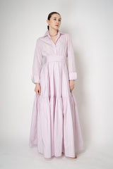 Sara Roka Long Tiered Taffeta Shirtdress in Light Pink Vancouver. Shop Online or in Store.
