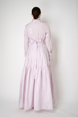 Sara Roka Long Tiered Taffeta Shirtdress in Light Pink Vancouver. Shop Online or in Store.