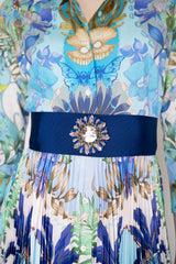 Sara Roka Rhinestone Embellished Grosgrain Ribbon Belt in Bluette Vancouver. Shop Online or in Store.