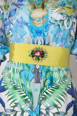 Sara Roka Rhinestone Embellished Grosgrain Ribbon Belt in Lime Vancouver. Shop Online or in Store.