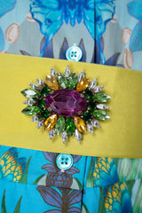 Sara Roka Rhinestone Embellished Grosgrain Ribbon Belt in Lime Vancouver. Shop Online or in Store.