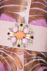 Sara Roka Rhinestone Embellished Grosgrain Ribbon Belt in Rose Pink Vancouver. Shop Online or in Store.