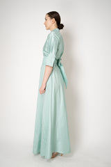 Sara Roka  Short Sleeve Duchess Silk Shirtdress in Mint Green Vancouver. Shop Online or in Store.