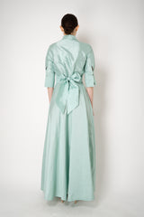 Sara Roka  Short Sleeve Duchess Silk Shirtdress in Mint Green Vancouver. Shop Online or in Store.