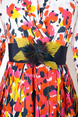 Sara Roka Tie Belt with Feather Appliqué in Green and Navy Vancouver. Shop Online or in Store.