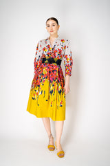 Sara Roka Tie Belt with Feather Appliqué in Green and Navy Vancouver. Shop Online or in Store.