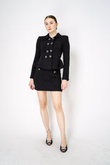 Self-Portrait Black Textured Knit Peplum Jacket Vancouver. Shop Online or in Store.