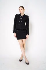 Self-Portrait Black Textured Knit Peplum Jacket Vancouver. Shop Online or in Store.