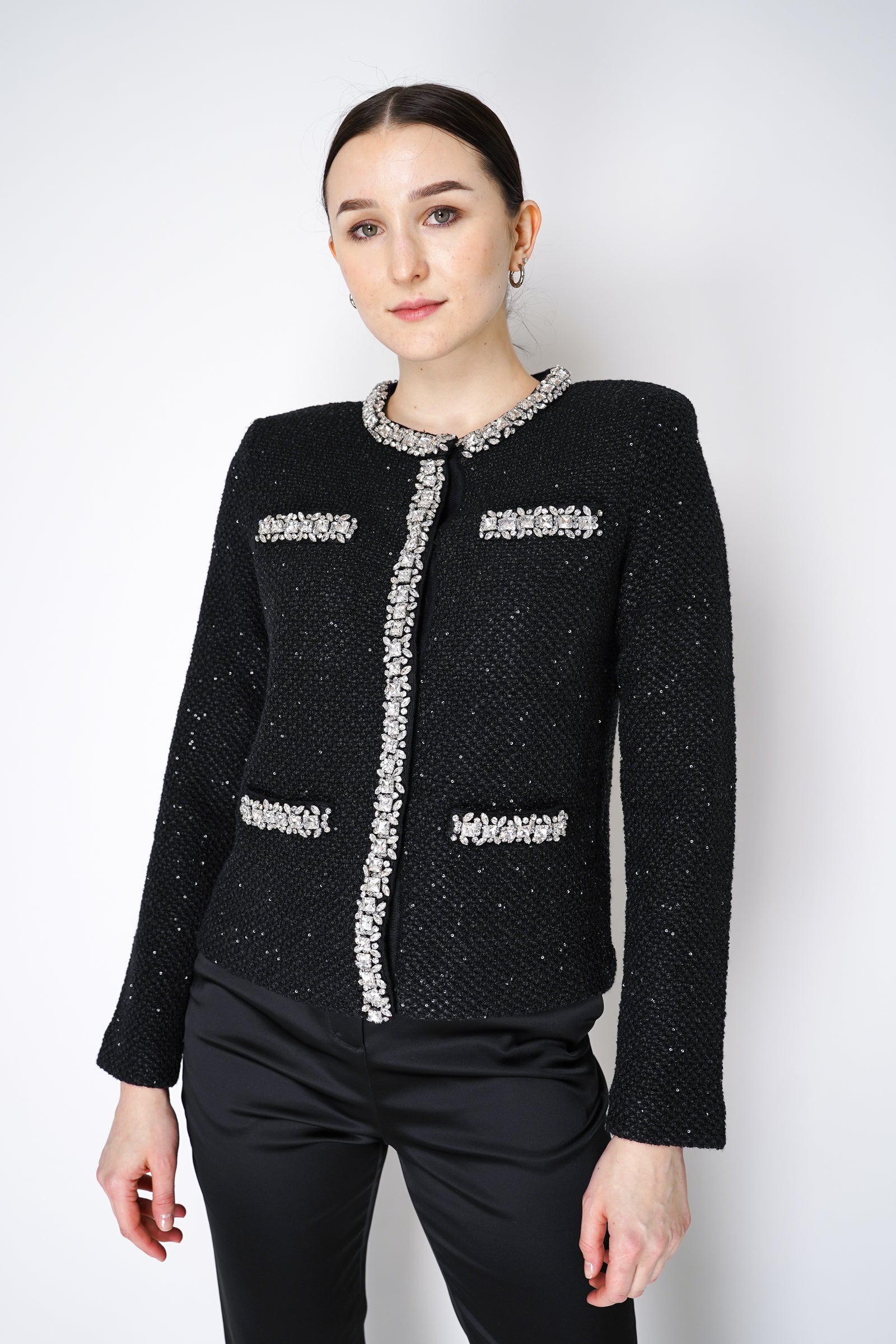 ジャケット SELF PORTRAIT KNITTED CARDIGAN WITH SEQUINS AND DECORATIONS Pink Sequin Knit Cardigan – self-portrait-US