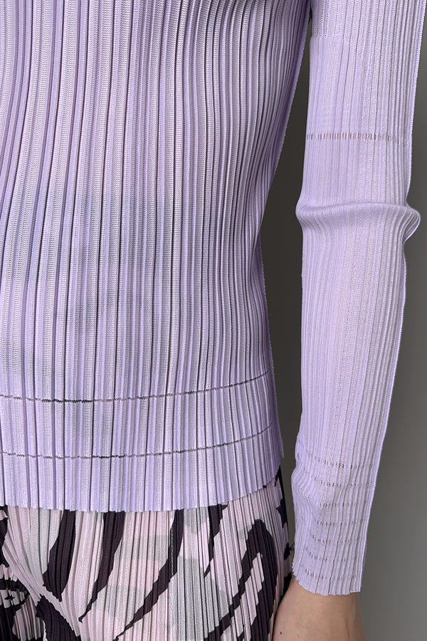 Pleats Please Issey Miyake Soft Pleats Turtleneck Shirt in Light Purple- Ashia Mode- Vancouver, BC