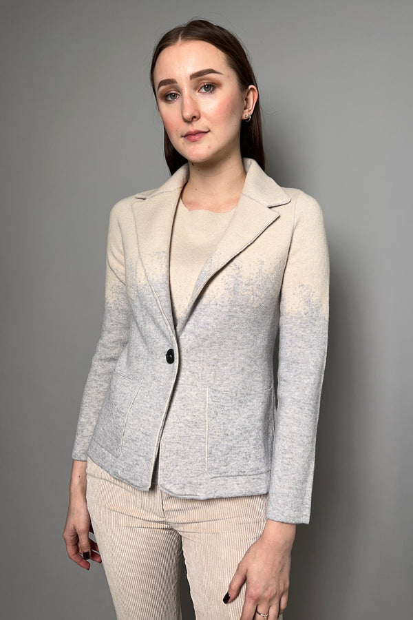 Tonet Intarsia Knit Sweater Blazer in Beige and Grey - Ashia Mode - Vancouver, BC