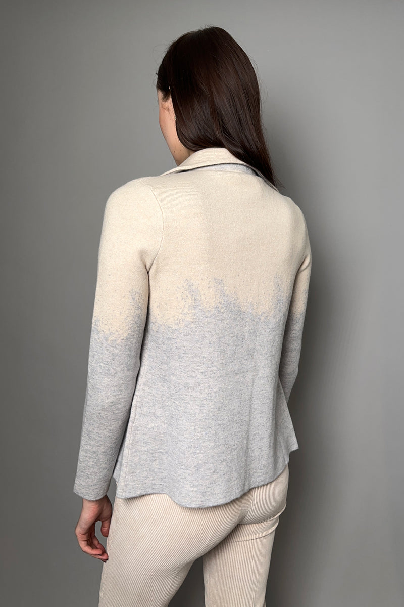 Tonet Intarsia Knit Sweater Blazer in Beige and Grey - Ashia Mode - Vancouver, BC