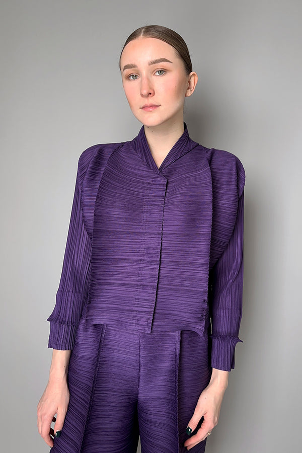 Pleats Please Issey Miyake Thicker Bounce Blouson in Dark Purple- Ashia Mode- Vancouver, BC