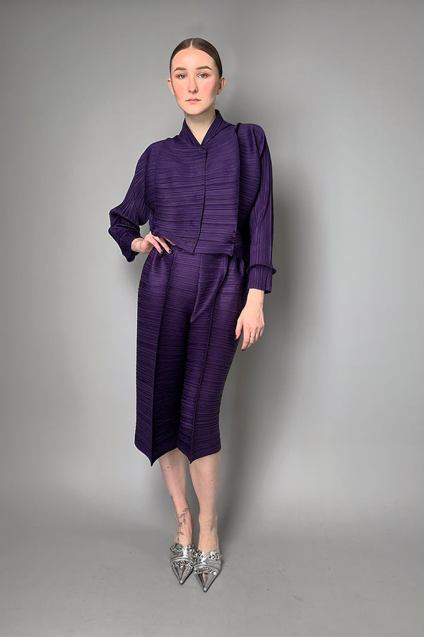Pleats Please Issey Miyake Thicker Bounce Blouson in Dark Purple- Ashia Mode- Vancouver, BC