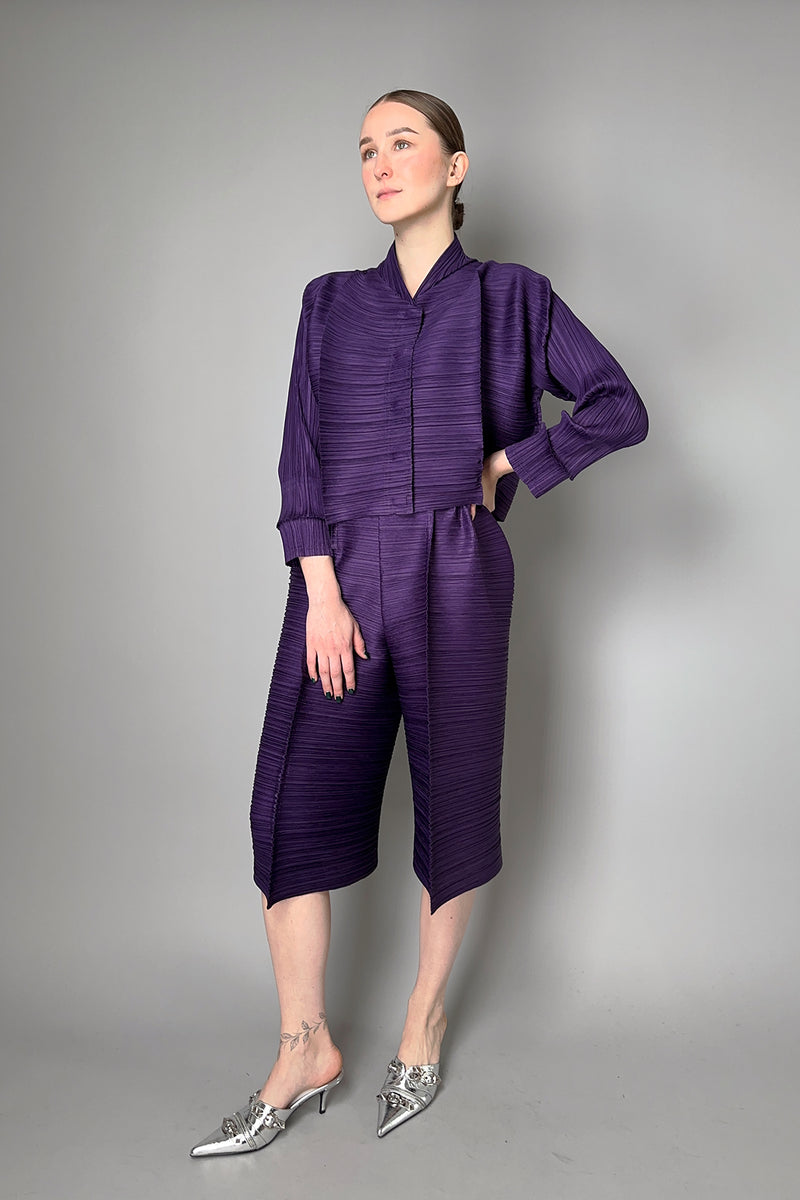 Pleats Please Issey Miyake Thicker Bounce Pants in Dark Purple- Ashia Mode- Vancouver, BC