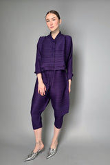 Pleats Please Issey Miyake Thicker Bounce Wide Short Pants in Dark Purple- Ashia Mode- Vancouver, BC