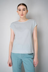 Tonet Cotton Short Sleeve T-Shirt with Lurex Contouring in Light Blue Vancouver. Shop Online or in Store.