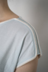 Tonet Cotton Short Sleeve T-Shirt with Lurex Contouring in Light Blue Vancouver. Shop Online or in Store.