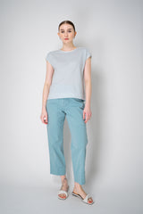 Tonet Cotton Short Sleeve T-Shirt with Lurex Contouring in Light Blue Vancouver. Shop Online or in Store.