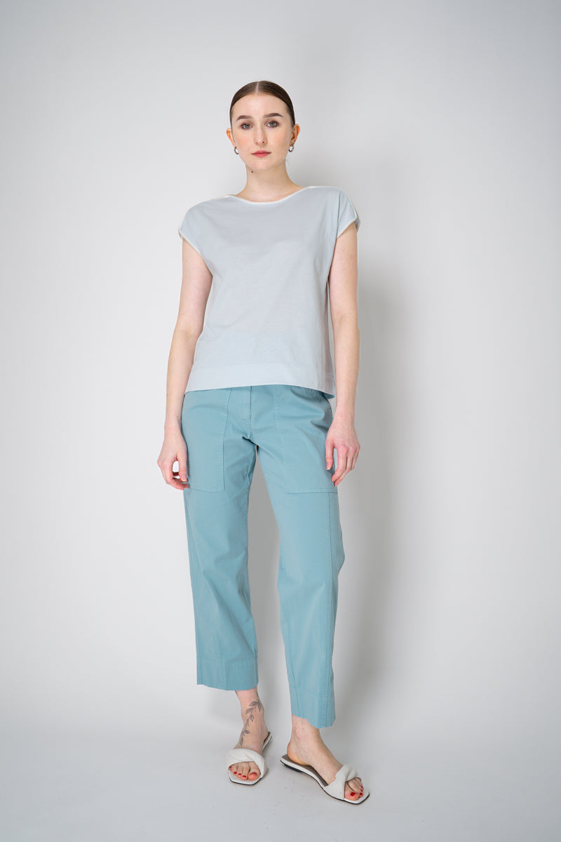 Tonet Cotton Short Sleeve T-Shirt with Lurex Contouring in Light Blue Vancouver. Shop Online or in Store.