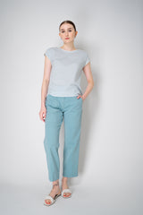 Tonet Cotton Short Sleeve T-Shirt with Lurex Contouring in Light Blue Vancouver. Shop Online or in Store.