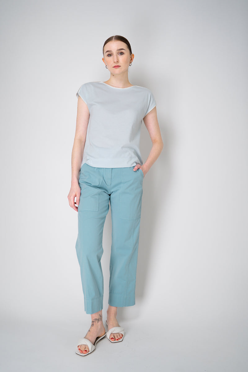 Tonet Cotton Short Sleeve T-Shirt with Lurex Contouring in Light Blue Vancouver. Shop Online or in Store.