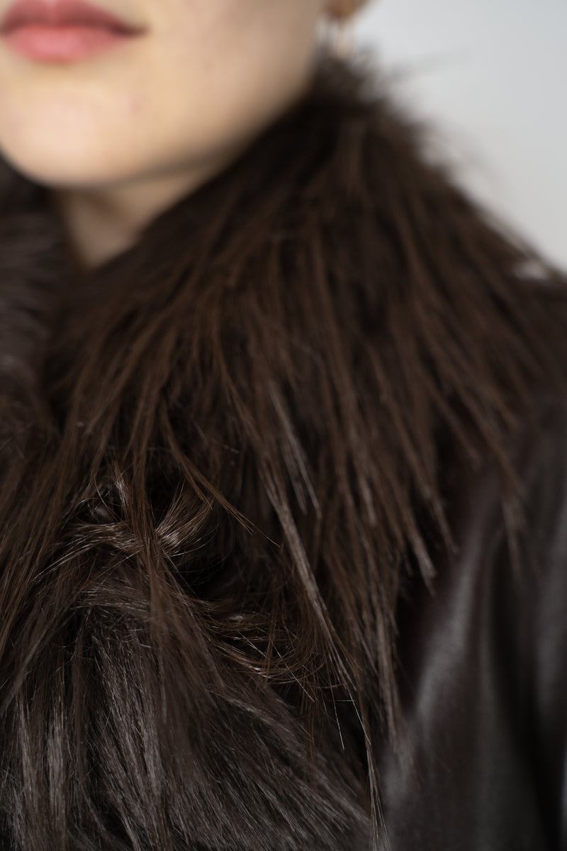 Tonet Faux Brushed Fur Insulated Scarf in Brown Vancouver. Shop Online or in Store.