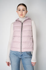 Tonet Goose Down Padded Hooded Vest in Pastel Lilac Vancouver. Shop Online or in Store.