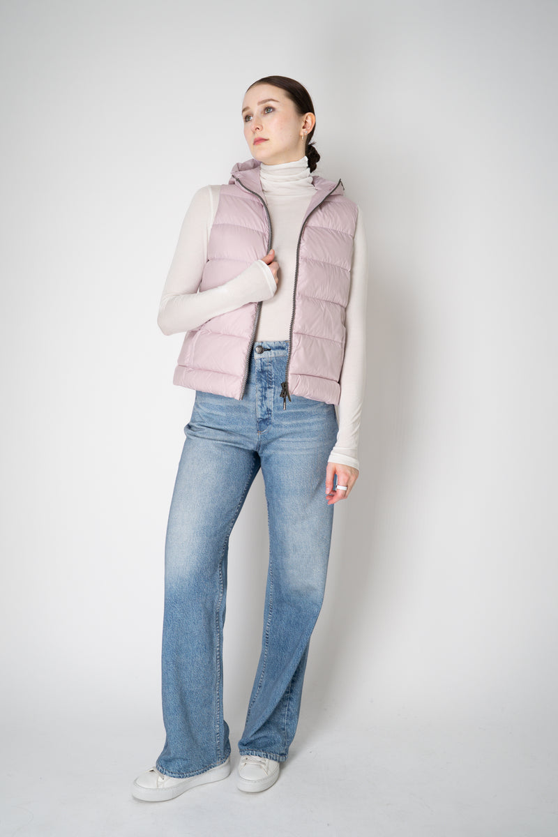 Tonet Goose Down Padded Hooded Vest in Pastel Lilac Vancouver. Shop Online or in Store.