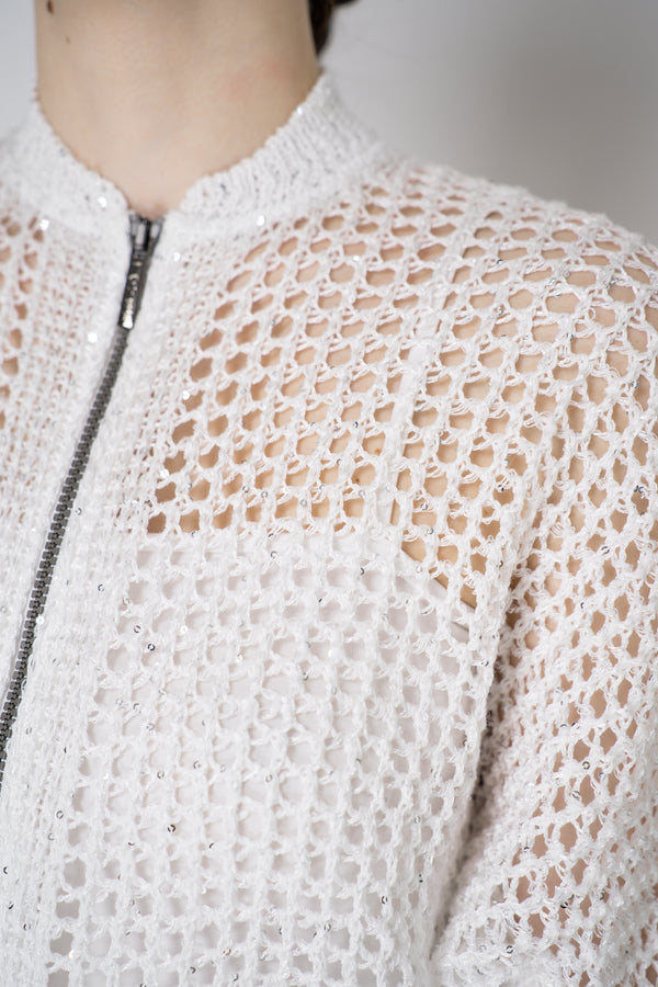 Tonet Open Weave Sequined Cardigan Jacket in White Vancouver. Shop Online or in Store.