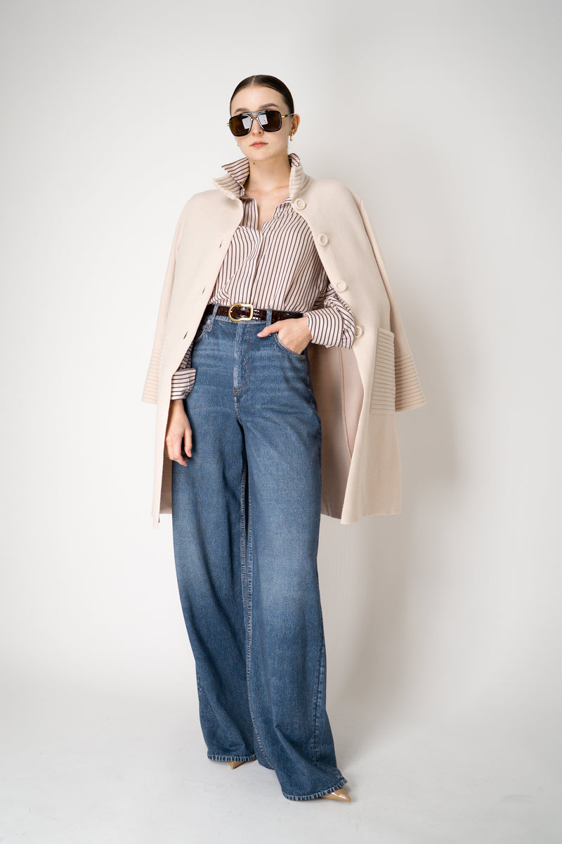 Tonet Silk Viscose Striped Voile Blouse in Brown and Pink Vancouver. Shop Online or in Store.