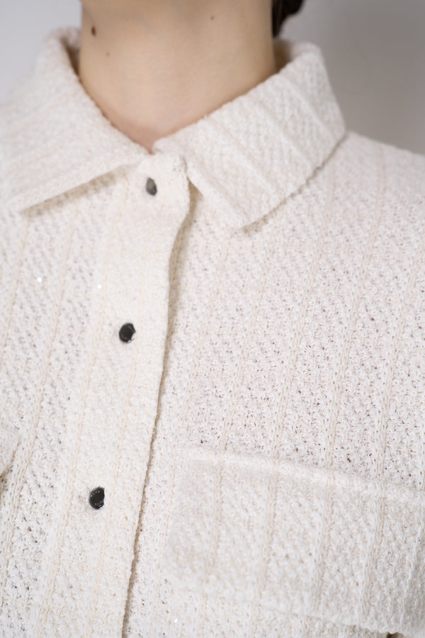 Tonet Stretch Knit Tweed Cropped Jacket in White Vancouver. Shop Online or in Store.