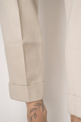 Tonet Stretch Viscose Twill Cuffed Tapered Pants in Beige Clay Vancouver. Shop Online or in Store.