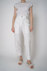Tonet Tapered Leg Jean Style Cotton Trousers in White Vancouver. Shop Online or in Store.