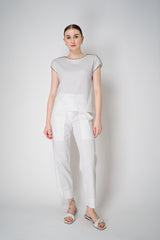 Tonet Tapered Leg Jean Style Cotton Trousers in White Vancouver. Shop Online or in Store.