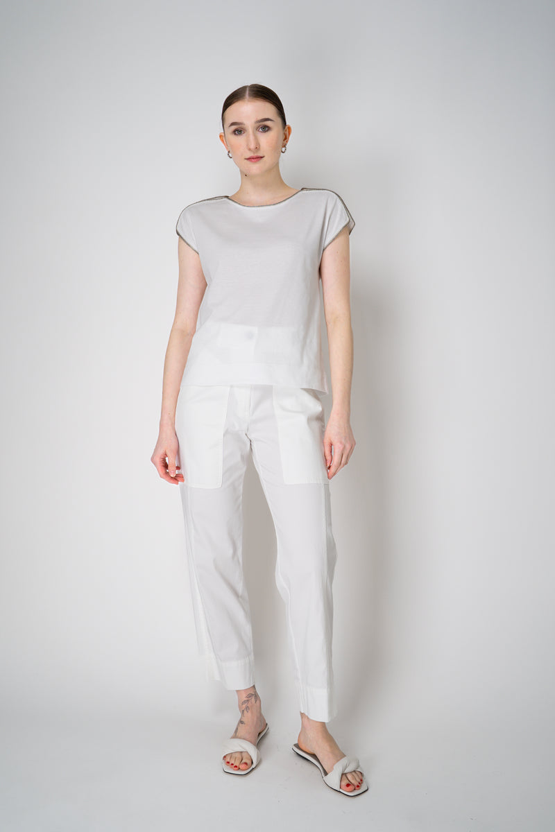 Tonet Tapered Leg Jean Style Cotton Trousers in White Vancouver. Shop Online or in Store.