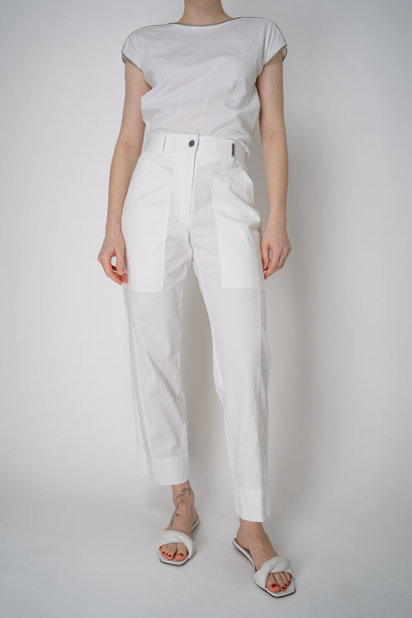 Tonet Tapered Leg Jean Style Cotton Trousers in White Vancouver. Shop Online or in Store.