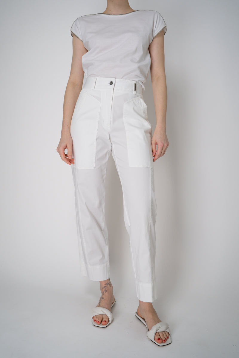 Tonet Tapered Leg Jean Style Cotton Trousers in White Vancouver. Shop Online or in Store.
