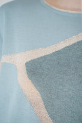 Tonet Viscose Blend Knitted Top with Abstract Lurex Print in Mint Green Vancouver. Shop Online or in Store.