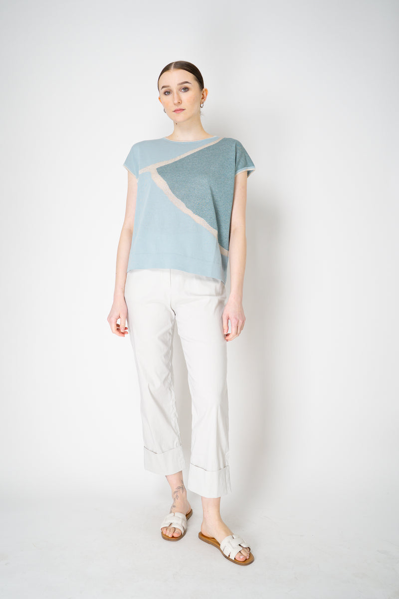 Tonet Viscose Blend Knitted Top with Abstract Lurex Print in Mint Green Vancouver. Shop Online or in Store.