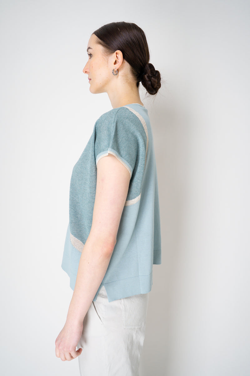 Tonet Viscose Blend Knitted Top with Abstract Lurex Print in Mint Green Vancouver. Shop Online or in Store.
