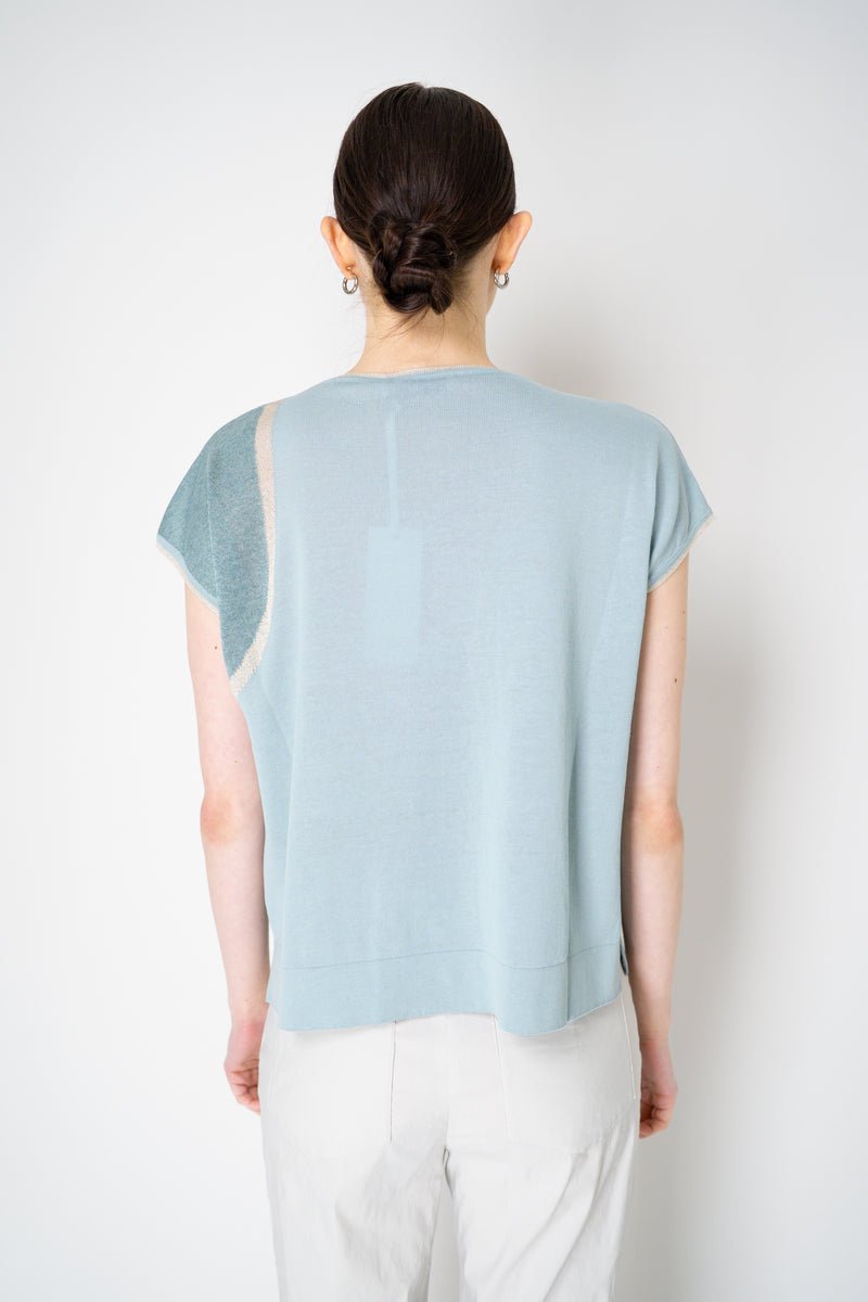 Tonet Viscose Blend Knitted Top with Abstract Lurex Print in Mint Green Vancouver. Shop Online or in Store.
