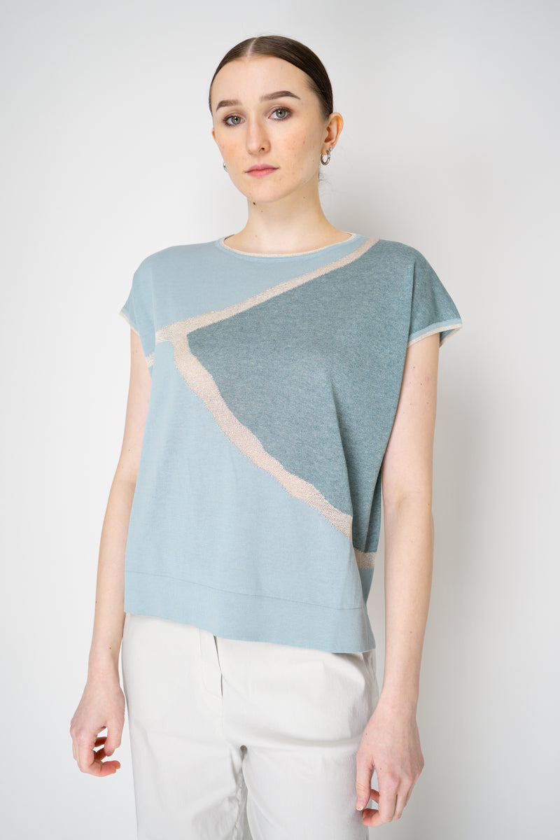 Tonet Viscose Blend Knitted Top with Abstract Lurex Print in Mint Green Vancouver. Shop Online or in Store.