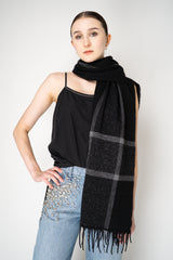 Tonet Wool Cashmere Clour Block Lurex Knit Scarf in Black Vancouver. Shop Online or in Store.
