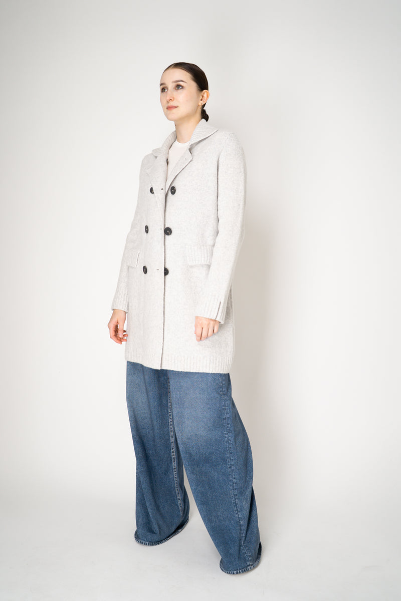 Tonet Wool Cashmere Double Breasted Knit Coat in Light Grey Vancouver. Shop Online or in Store.
