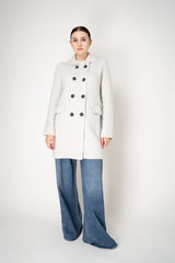 Tonet Wool Cashmere Double Breasted Knit Coat in Light Grey Vancouver. Shop Online or in Store.