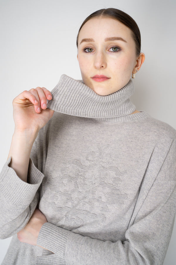 Tonet Wool Cashmere Knit Pullover with Detachable Neckline in Light Grey Vancouver. Shop Online or in Store.
