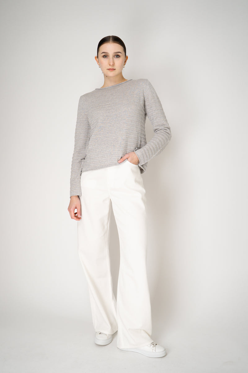 Tonet Wool Cashmere Knit Ribbed Lurex Pullover in Light Grey Vancouver. Shop Online or in Store.